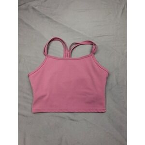 Strappy Racerback Crop Tank Top Pink Womens Athletic Yoga Bra Top